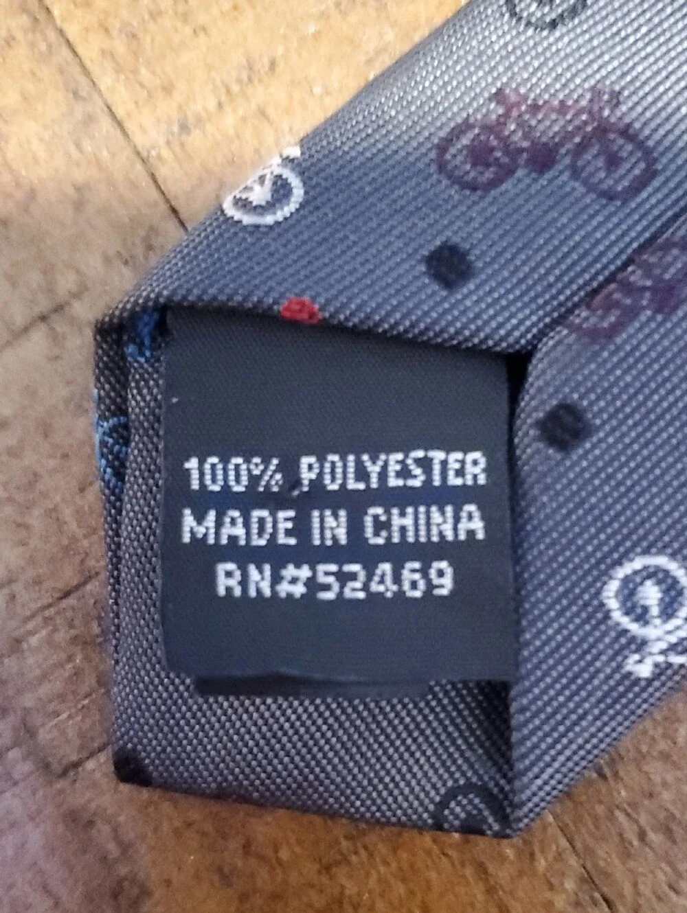 Children's Gray Tie with Colorful Bicycle Motif - Kids Accessories